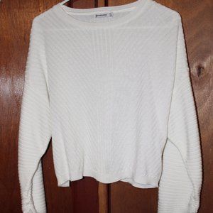 Stradivarius white sweater with ties at sleeve